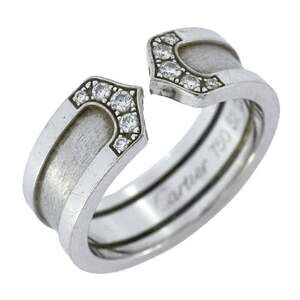 Cartier C2 Ring, 18K White Gold with Diamonds, #52, Women's, P2216041
